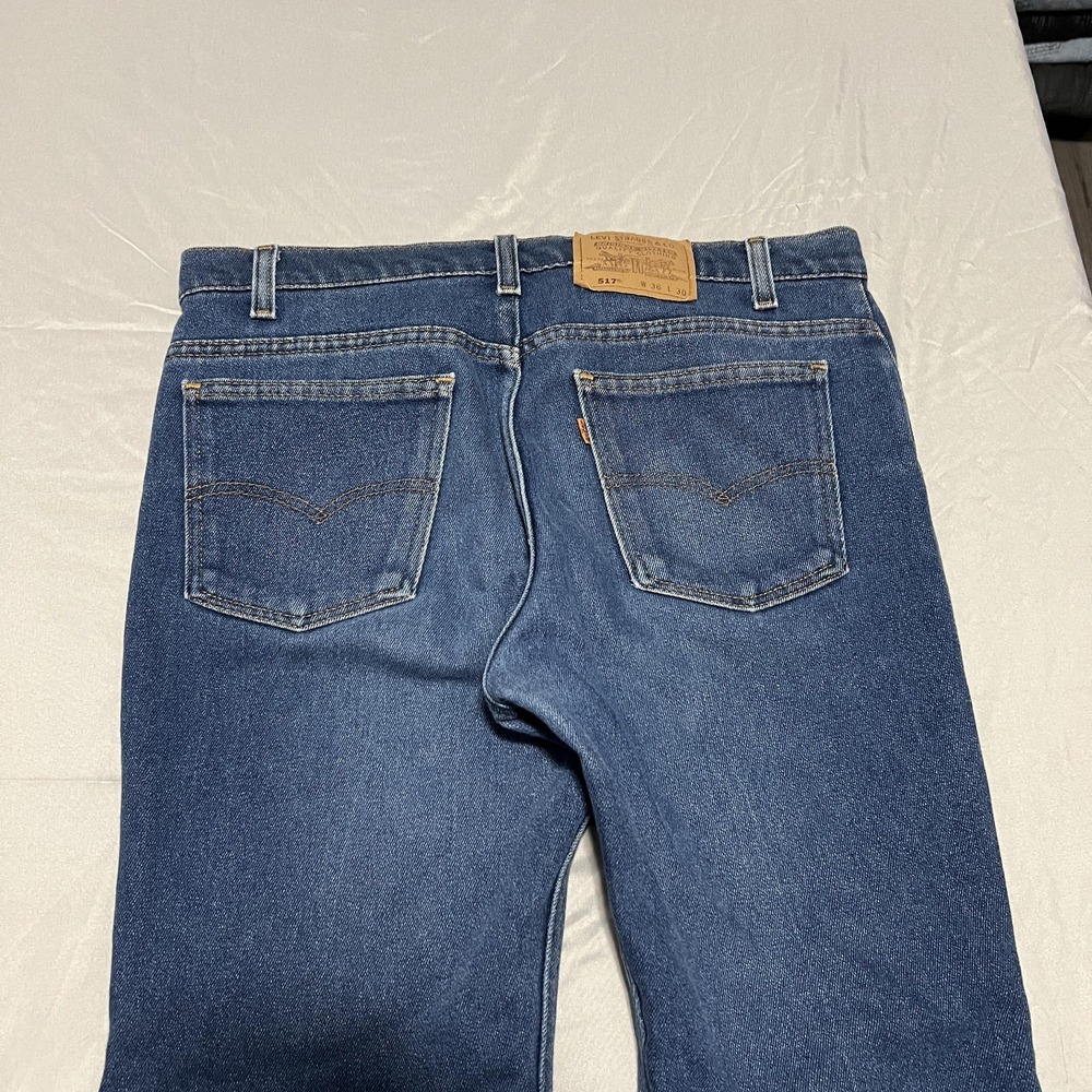 Vintage 517 Levis Jeans Mens 36x30 Blue Medium Wash Straight Leg Denim Made USA - Picture 4 of 7